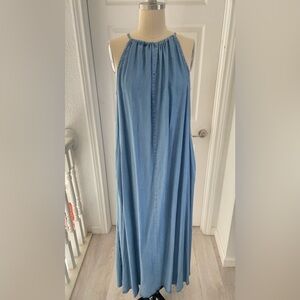 H&M light Blue denim Halter Maxi Dress